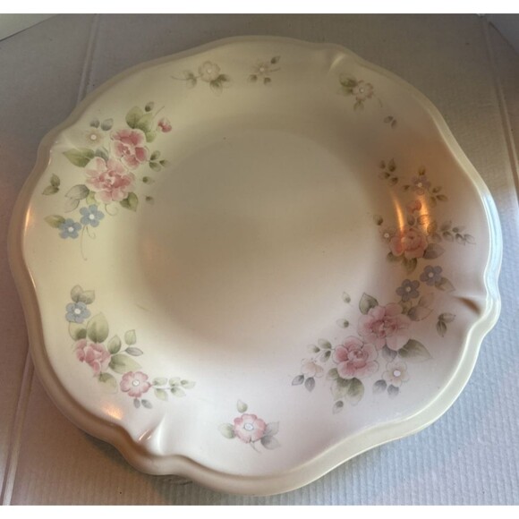 Pfaltzgraff Tea Rose Sculpted Fluted Serving Plate 12” Vintage Stoneware MINT - Picture 1 of 5